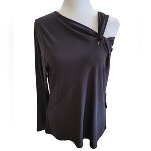 New Large Halogen Black Asymmetrical One Sleeve Shirt